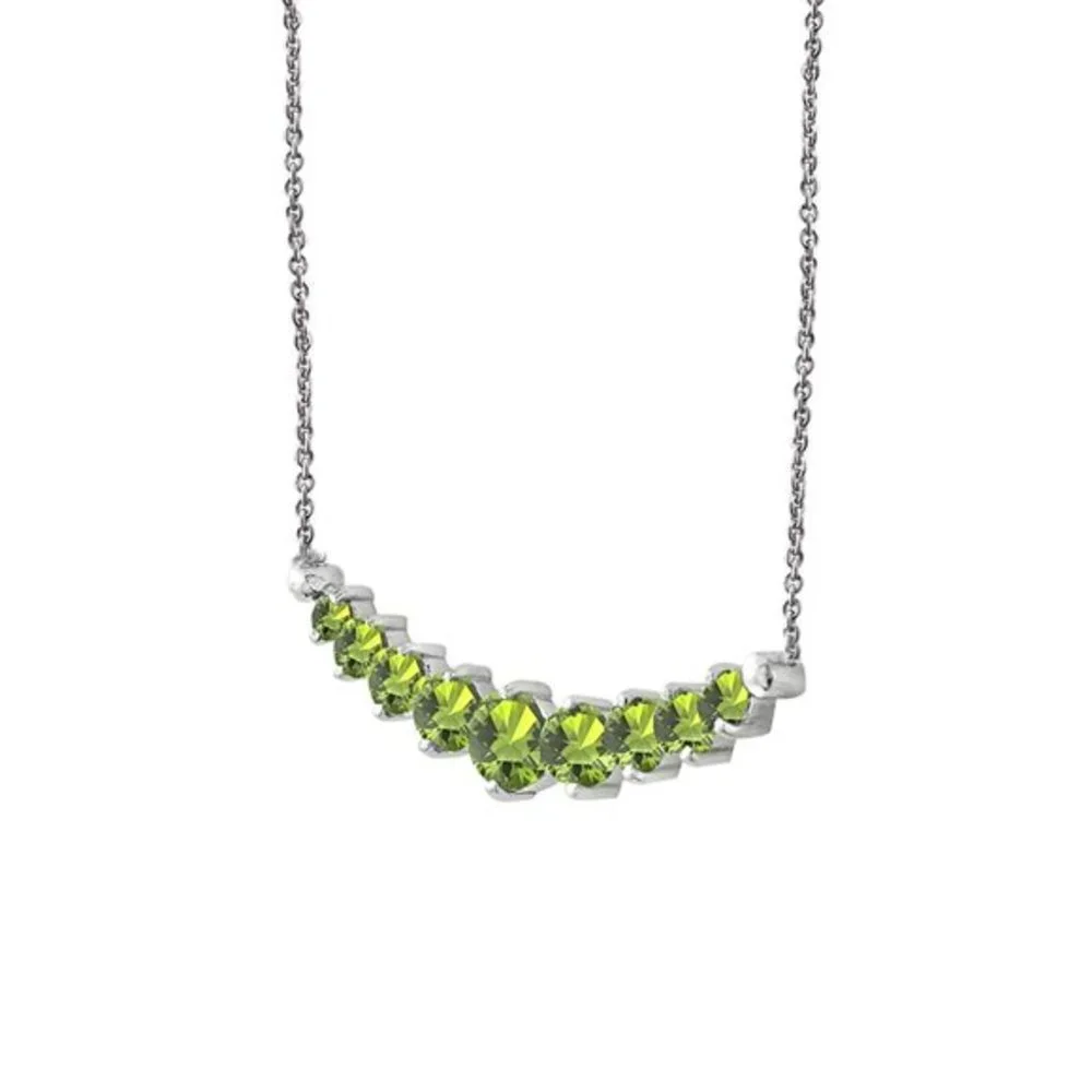 NEW Elegant 925 Silver Graduated Peridot Necklace